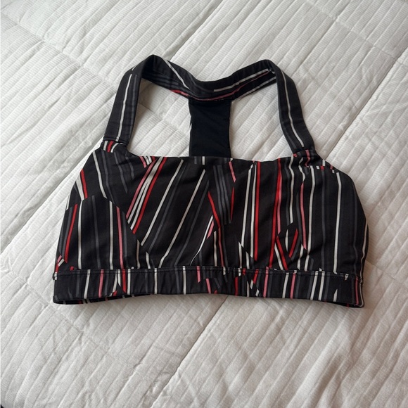 GAP Other - Gap fit black red and grey striped racerback style sports bra